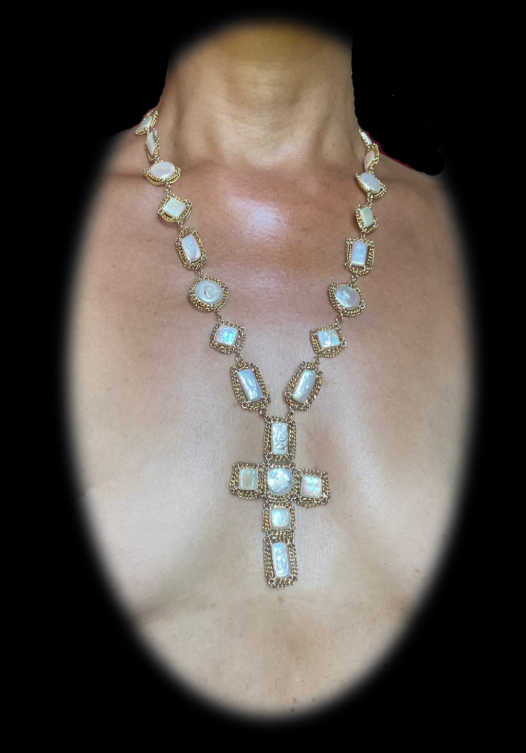 Pearl Necklace with Cross Pendant