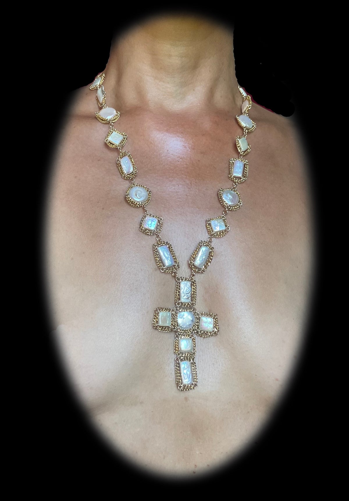 Pearl Necklace with Cross Pendant