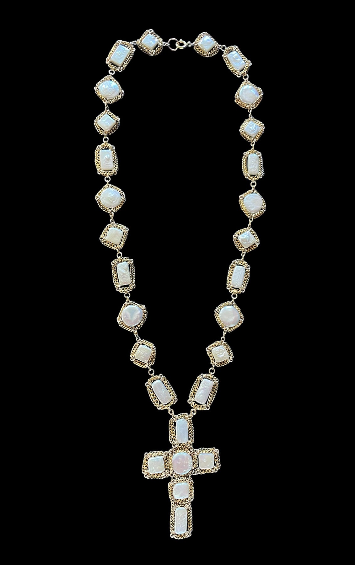 Pearl Necklace with Cross Pendant
