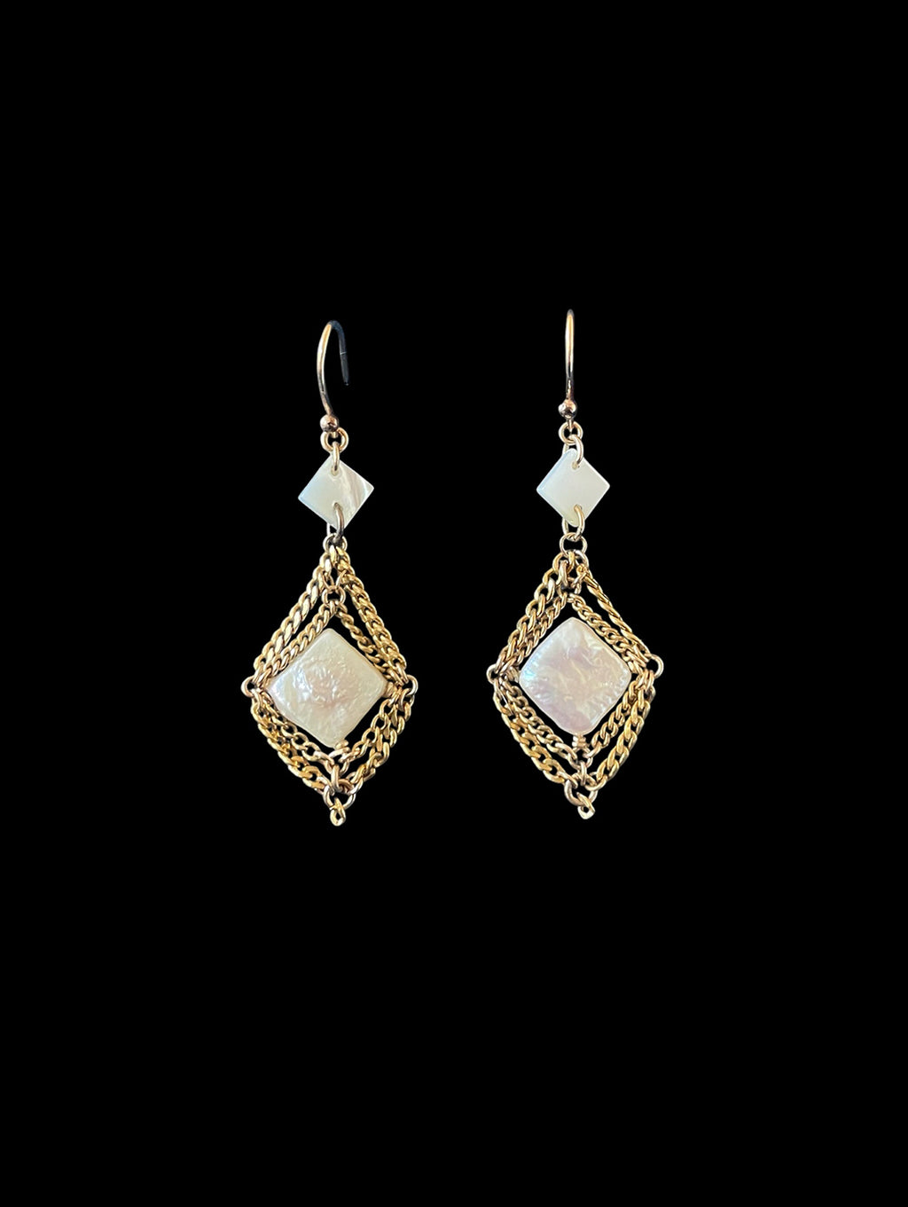 Diamond Coin Pearl Earring with 14k Gold